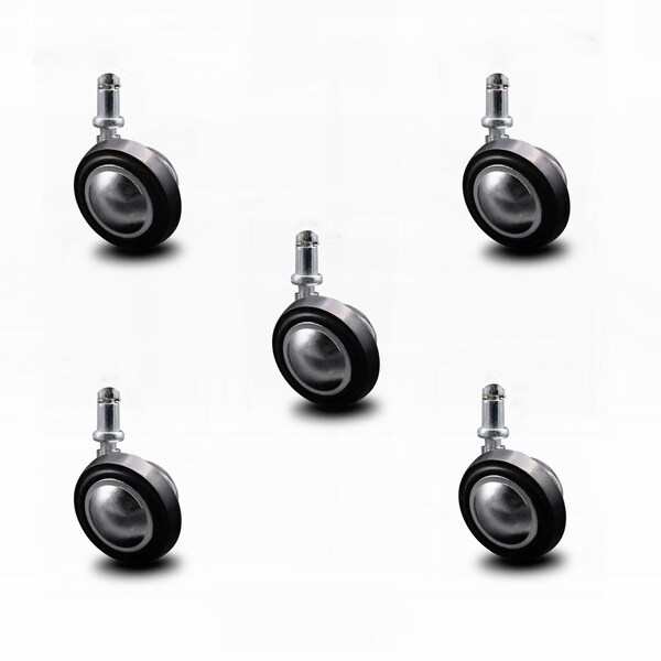 2.25 Inch Bright Chrome Soft Tread Ball Caster-7/16 Inch Grip Ring Stem, 5PK